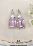 Lilac Purple Crystal Earrings, Light Purple Crystal Bridal Earrings, Pearl Light Violet Drop Earrings, Bridesmaids Earrings, Gift For Her.