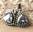 Dusty Blue Earrings, Dusty Blue Austrian SW Crystal Earrings, Blue Green Drop Earrings, Gift for woman, Dusty Blue Green Dangle Drop Earring