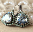 Dusty Blue Earrings, Dusty Blue Austrian SW Crystal Earrings, Blue Green Drop Earrings, Gift for woman, Dusty Blue Green Dangle Drop Earring
