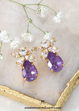 Purple Violet Stud Crystal Earrings, Purpel Embellished Swarovski Crystal Earrings, Purple Bridal Wedding Crystal Earrings, Gift For Her