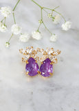 Purple Violet Stud Crystal Earrings, Purpel Embellished Swarovski Crystal Earrings, Purple Bridal Wedding Crystal Earrings, Gift For Her