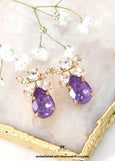 Purple Violet Stud Crystal Earrings, Purpel Embellished Swarovski Crystal Earrings, Purple Bridal Wedding Crystal Earrings, Gift For Her