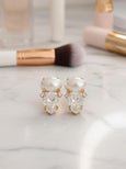 Bridal Pearl Cluster Crystal Earrings, Classic Bridal Pearl Stud Earrings, Swarovski Embellished Jewelry, Pearl Studs, Bridal Earrings