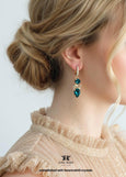 Emerald Green Crystal Drop Earrings, Dark Green Bridal Lever Back Earrings, Emerald Green Wedding Jewelry, Embellished Swarovski Crystals