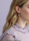Lilac Purple Crystal Earrings, Light Purple Crystal Bridal Earrings, Pearl Light Violet Drop Earrings, Bridesmaids Earrings, Gift For Her.