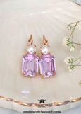 Lilac Purple Crystal Earrings, Light Purple Crystal Bridal Earrings, Pearl Light Violet Drop Earrings, Bridesmaids Earrings, Gift For Her.