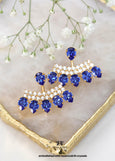 Blue Sapphire Ear Jacket Earring, Blue Crystal Swarovski Ear Jacket Earrings, Ear Jacket Earrings For Brides, Bridal Something Blue