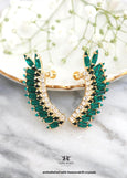 Emerald Green climbing Earrings, Dark Emerald Green Ear crawlers earrings, Emerald Green Wedding Jewelry, Ear Sweep Earrings