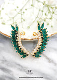 Emerald Green climbing Earrings, Dark Emerald Green Ear crawlers earrings, Emerald Green Wedding Jewelry, Ear Sweep Earrings