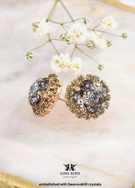 Gray Crystal Earrings, Dark Gray Earrings, Gray Patina Embellished Swarovski Crystal Earrings, Gray Earrings, Bridesmaid gifts, Gift For Her