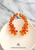Climbing Earrings, Orange Crystal Ear Crawler Earrings, Bridal Climber Crystal Earrings, Dark Orange Ear Climber Earrings, Wrap Earrings