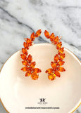 Climbing Earrings, Orange Crystal Ear Crawler Earrings, Bridal Climber Crystal Earrings, Dark Orange Ear Climber Earrings, Wrap Earrings