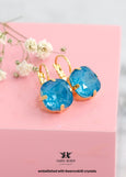 Teal Blue Crystal Drop Earrings, Bridal Teal Lever Back Earrings, Bridesmaids gifts, Blue Teal Embellished Swarovski Crystals Jewelry