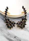 Black Climbing Earrings, Bridal Black Ear Climbing Earrings, Black Crystal Ear Crawlers, Black Wedding Jewelry, Prom Ear Cuff Earrings