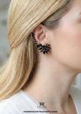 Black Climbing Earrings, Bridal Black Ear Climbing Earrings, Black Crystal Ear Crawlers, Black Wedding Jewelry, Prom Ear Cuff Earrings