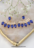 Blue Sapphire Ear Jacket Earring, Blue Crystal Swarovski Ear Jacket Earrings, Ear Jacket Earrings For Brides, Bridal Something Blue