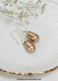 Taupe Pearl Teardrop Earrings, Bronze Pearl Drop Earrings Set in Genuine Sterling Silver, Pearl Sterling Silver Wedding Earrings