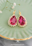 Fuchsia Pink Crystal Tear Drop Earrings, Dark Pink Embellished Swarovski Crystals Earrings, Fuchsia Pink Crystal Jewelry, Bridesmaids Gifts