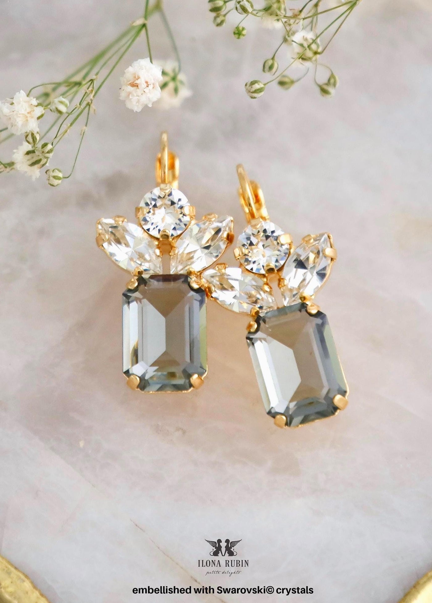 Gray Crystal Drop Bridal Earrings, Light Gray Drop Earrings, Smoky Gray Crystal Drop Earrings, Gift For Her, Bridal Gray Earrings