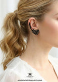 Black Climbing Earrings, Bridal Black Ear Climbing Earrings, Black Crystal Ear Crawlers, Black Wedding Jewelry, Prom Ear Cuff Earrings