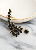 Black Climbing Earrings, Bridal Black Ear Climbing Earrings, Black Crystal Ear Crawlers, Black Wedding Jewelry, Prom Ear Cuff Earrings