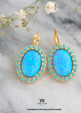 Opal Drop Earrings, Blue Opal Lab Lever Back Earrings, Bridesmaids gifts, Light Blue Embellished Swarovski Crystals Jewelry, Opal Earrings