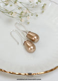 Taupe Pearl Teardrop Earrings, Bronze Pearl Drop Earrings Set in Genuine Sterling Silver, Pearl Sterling Silver Wedding Earrings