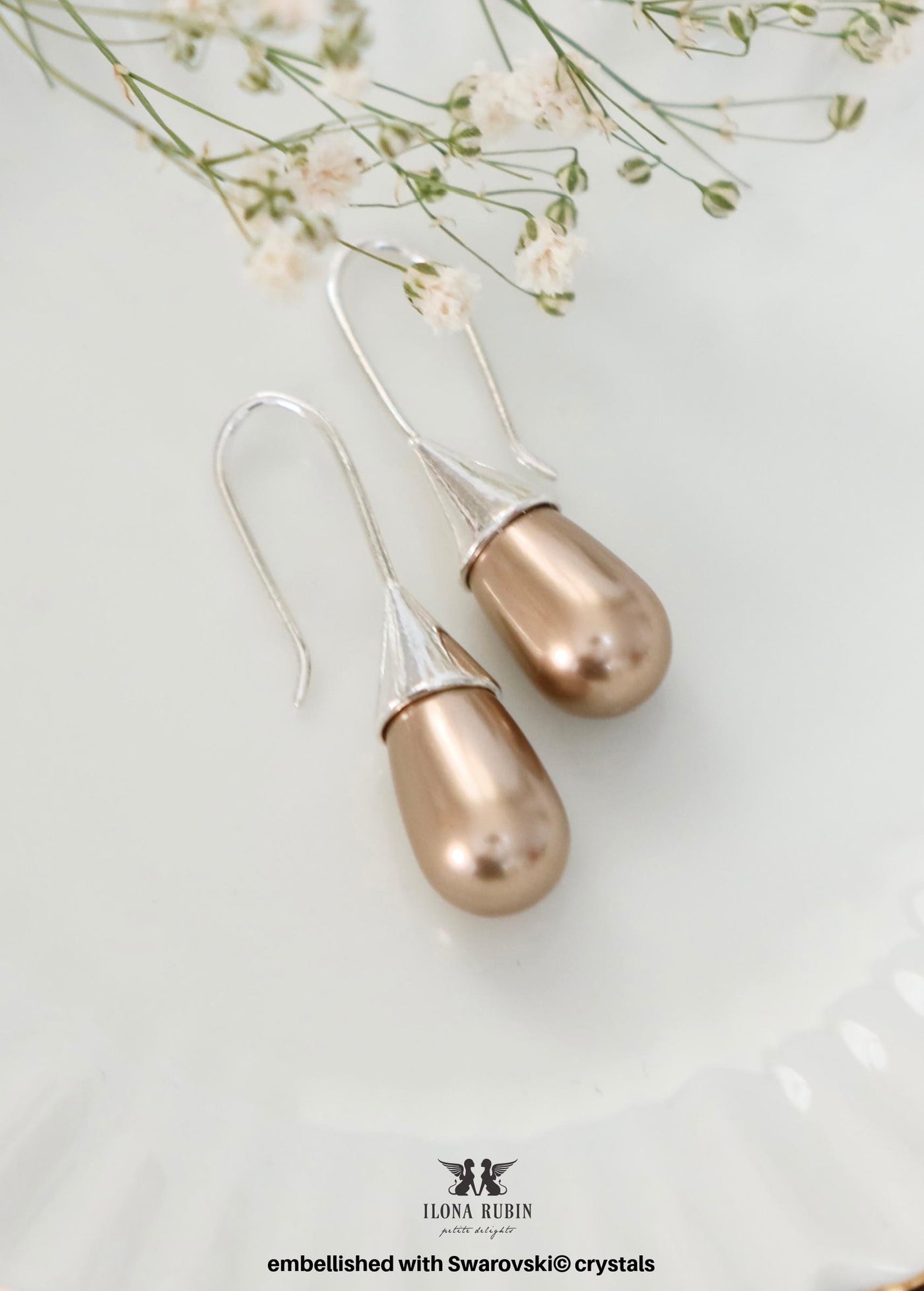 Taupe Pearl Teardrop Earrings, Bronze Pearl Drop Earrings Set in Genuine Sterling Silver, Pearl Sterling Silver Wedding Earrings