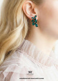 Emerald Green Crystal Earrings, Dark Green Stud Earrings, Bridal Emerald Wedding Earrings, Bridesmaids Gift, Green Jewelry