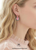 Pink Drop Earrings, Pink Dahlia Teal Lever Back Earrings, Bridesmaids gifts, Blue Pink Embellished Swarovski Crystals Jewelry, Pink Earrings