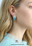 Light Blue Crystal Earrings, Aquamarine Crystal Stud Earrings, Princess Cut Blue Earrings, Bridal Aqua Stud Earrings, Bridesmaids Earrings