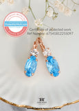 Aquamarine Drop Crystal Earrings, Light Blue Lever Back Earrings, Bridesmaids gifts, Blue Bridal Embellished Swarovski Crystals Jewelry