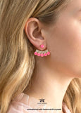 Ear Jacket Earrings, Electric Pink Ear jacket Earrings, Back Front Pink Crystal Bridal, Hot Neon Pink Earrings, Double Sided Earrings