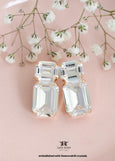 Bridal Classic Wedding Stud Earrings, Clear Crystal Emerald Cut Earrings, Bridal Crystal White Statement Studs, Bridesmaids Earrings