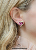 Valentine Heart Stud Earrings, Bridal Pink Earrings, Pink Stud Earring