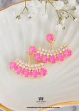 Ear Jacket Earrings, Electric Pink Ear jacket Earrings, Back Front Pink Crystal Bridal, Hot Neon Pink Earrings, Double Sided Earrings