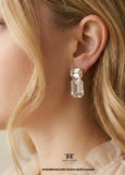 Bridal Classic Wedding Stud Earrings, Clear Crystal Emerald Cut Earrings, Bridal Crystal White Statement Studs, Bridesmaids Earrings