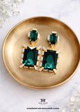 Emerald Green Chandeliers, Bridal Dark Green Emerald Cut Earrings, Statement Emerald Crystal Earrings, Green Dangle Chandeliers