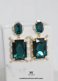 Emerald Green Chandeliers, Bridal Dark Green Emerald Cut Earrings, Statement Emerald Crystal Earrings, Green Dangle Chandeliers