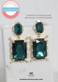 Emerald Green Chandeliers, Bridal Dark Green Emerald Cut Earrings, Statement Emerald Crystal Earrings, Green Dangle Chandeliers