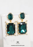 Emerald Green Chandeliers, Bridal Dark Green Emerald Cut Earrings, Statement Emerald Crystal Earrings, Green Dangle Chandeliers