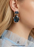Blue Navy Chandeliers, Bridal Dark Blue Earrings, Statement Blue Navy Crystal Earrings, Blue Pear Daped Dangle Chandeliers