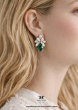 Emerald Green Stud Earrings, Swarovn, Dark Green Cluster Bridal Earrings, Green Crystal Earrings, Gift for Her, Bridesmaids Earrings