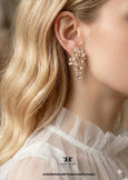 Blush Pink Crystal Earrings, Blush Rose Cluster Stud Earrings, Bridal Blush Wedding Earrings, Bridesmaids Gift, Morganite Cluster Earrings
