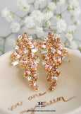 Blush Pink Crystal Earrings, Blush Rose Cluster Stud Earrings, Bridal Blush Wedding Earrings, Bridesmaids Gift, Morganite Cluster Earrings