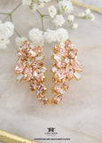 Blush Pink Crystal Earrings, Blush Rose Cluster Stud Earrings, Bridal Blush Wedding Earrings, Bridesmaids Gift, Morganite Cluster Earrings