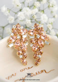 Blush Pink Crystal Earrings, Blush Rose Cluster Stud Earrings, Bridal Blush Wedding Earrings, Bridesmaids Gift, Morganite Cluster Earrings
