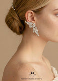 Climbing Earrings, Bridal Climbing Crystal Earrings, Bridal Statement Earrings, Clear Statement Ear Crawler, Bridal Ear Climber