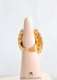 Coral Turquoise Cocktail Crystal Ring, Statement Oval Crystal Ring, Coral Orange Adjustable Cocktail Ring, Salmon Turquoise Crystal Ring.