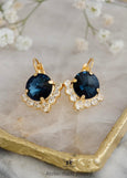 Blue Navy Crystal Earrings, Dark Blue Drop Earrings, Blue Sapphire Crystal Earrings, Blue Navy Wedding Earrings, Bridesmaids Earrings